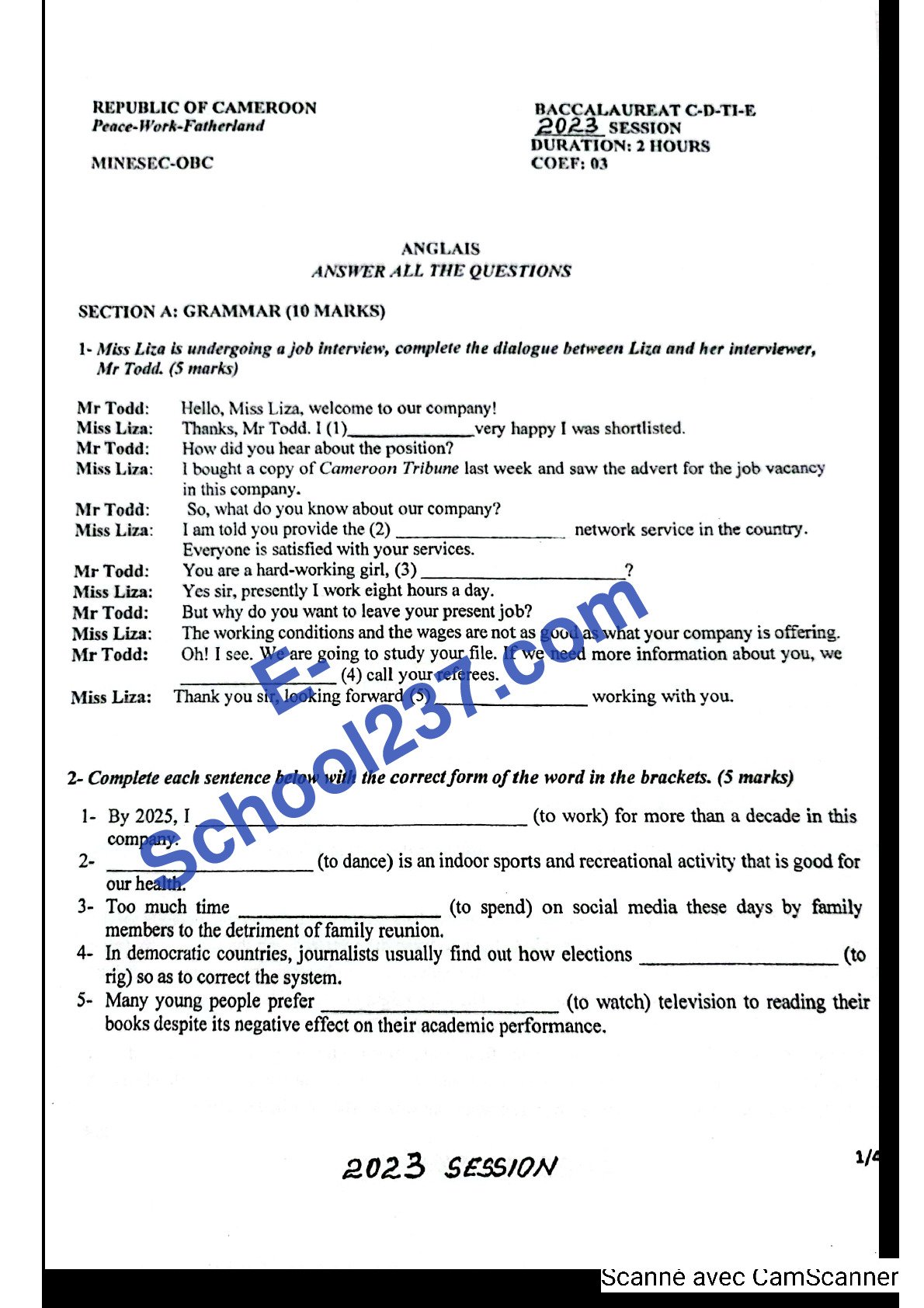 bacc CDETI anglais session 2023